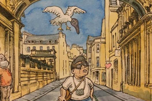 Cartoon of Bath tourist