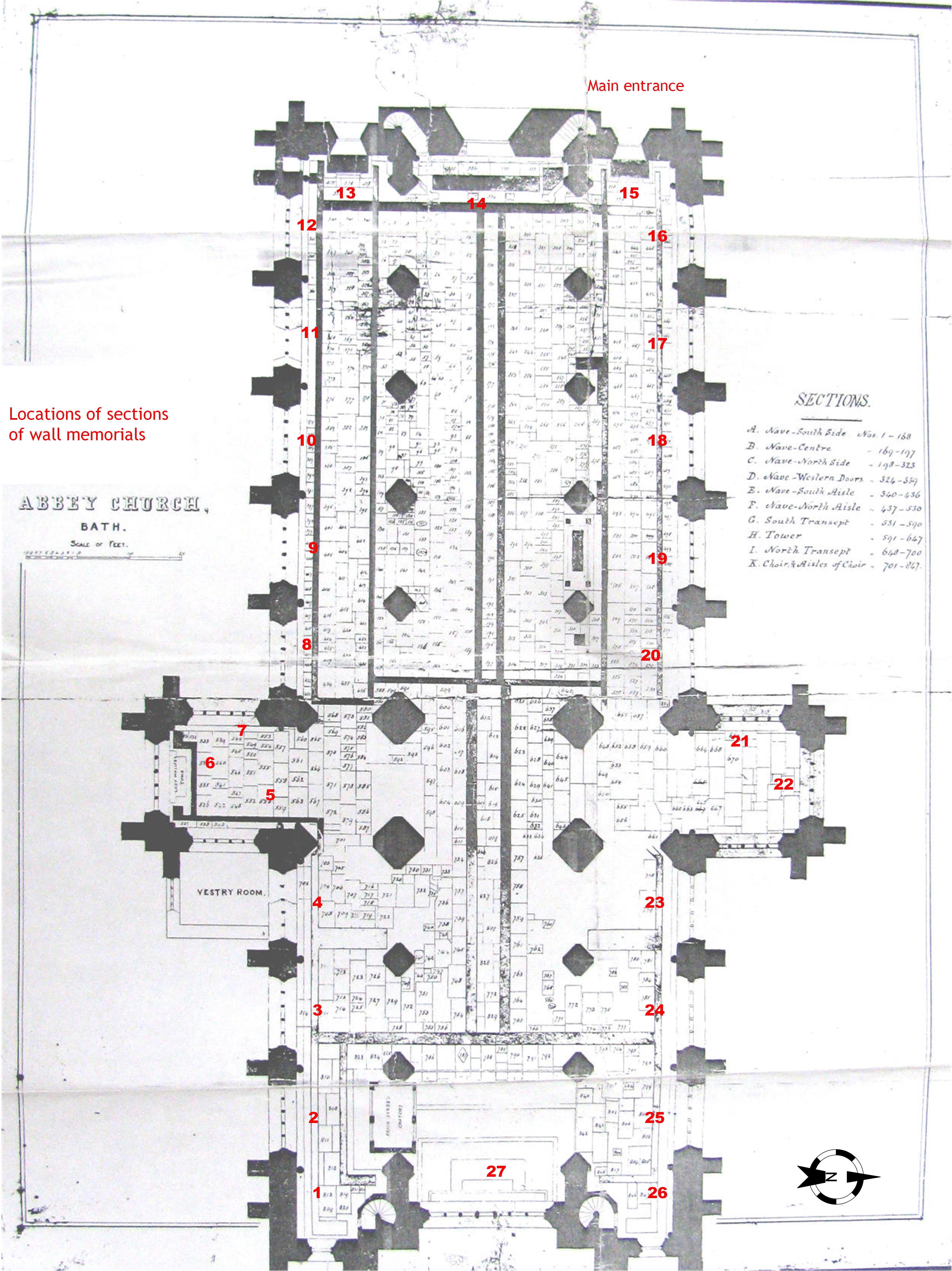 ABY Wall memorial sections