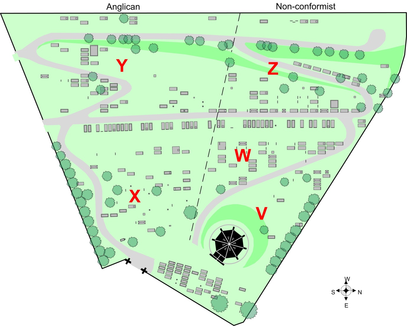 Layout of Smallcombe Vale Cemetery