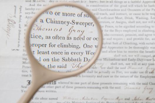 Magnifying glass over text