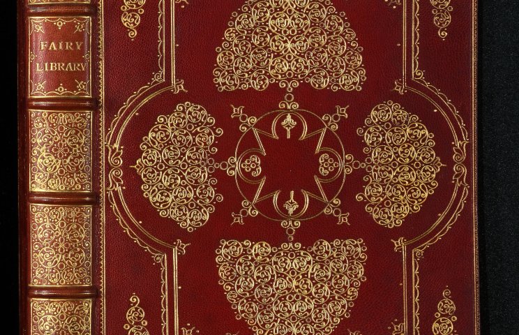 Gold leaf tooled fine binding on a book titled 'Fairy Library'
