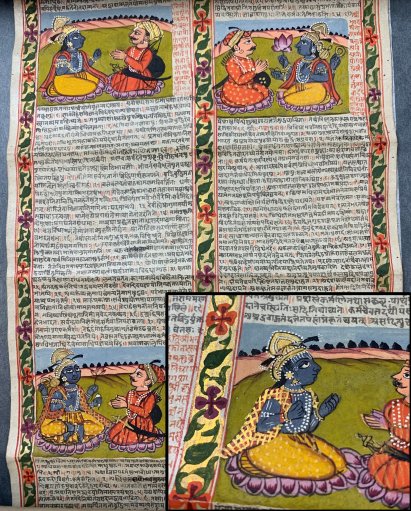 The elaborate decoration and gilding and tiny handwritten text reflects the care that is often given in producing religious material, which is often also prized and well-cared for so survives better than more everyday items.
